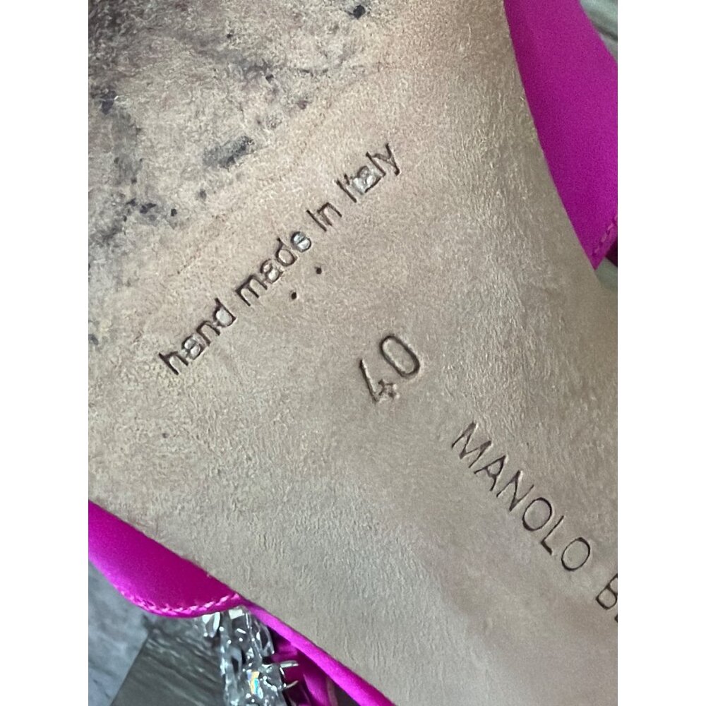 Manolo Blahnik Lurum Pink Satin Crystal 90mm Mule Heels EU 40 w/Box Dust Bag COA - Picture 12 of 16